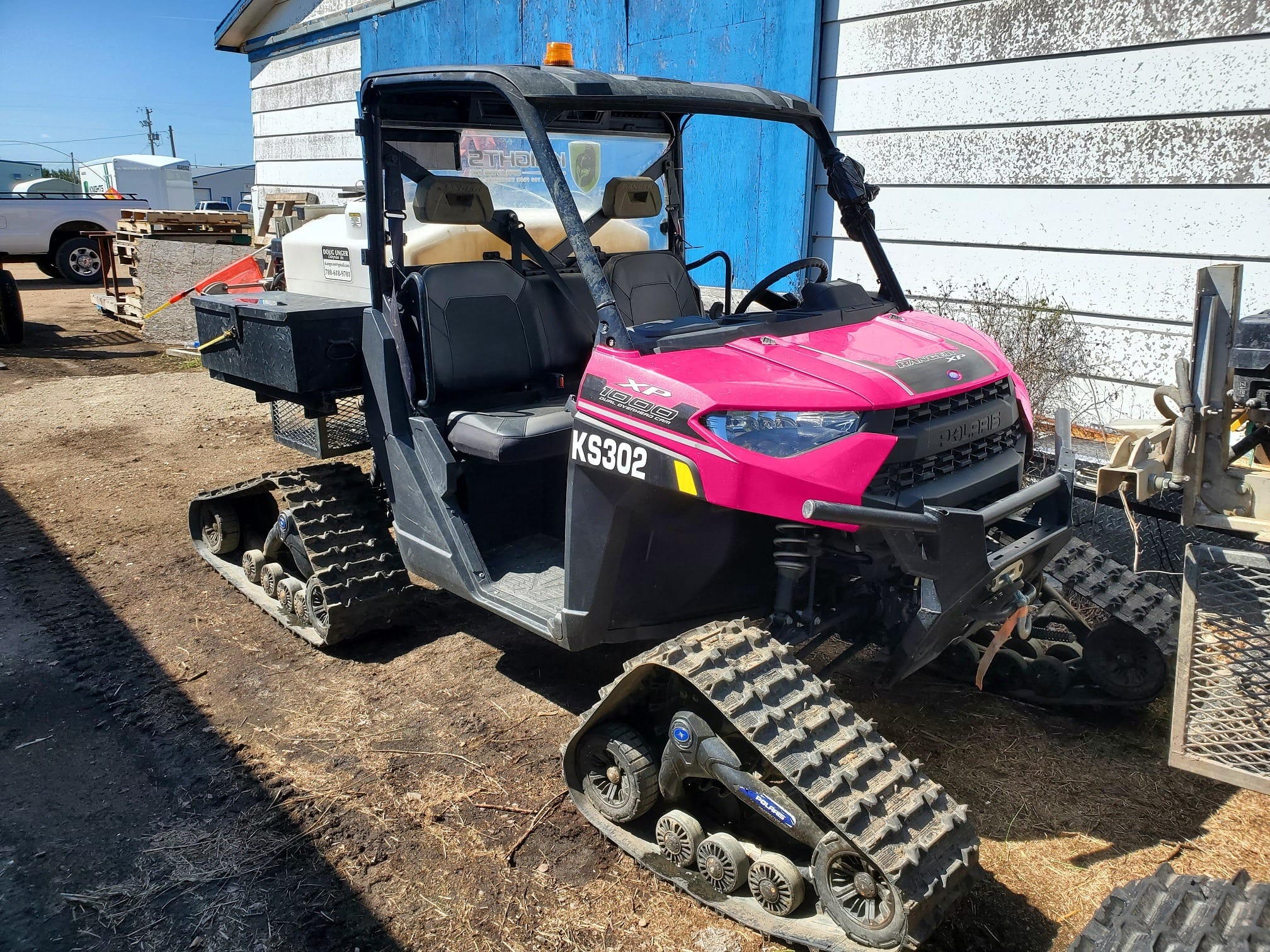 Pink Tractor used to transport Knights!